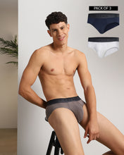 Civic Brief Pack of 3 Daily White-Cosmos-Shinning Armour (white, Navy Blue, Ash Grey)