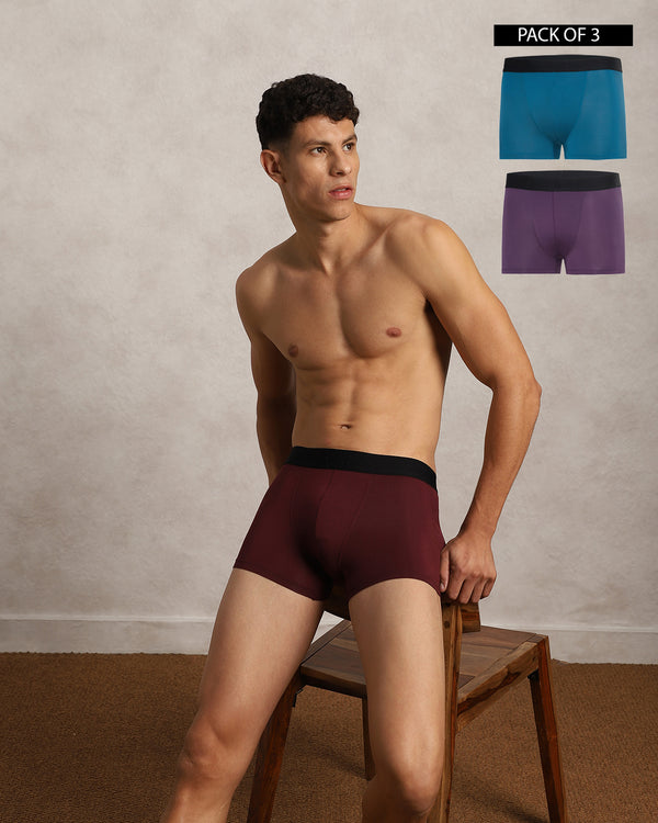 Fusion Trunk Pack of 3 Mulberry, Blue Cruiser, & El vino (Purple, Aqua Blue, & Maroon)