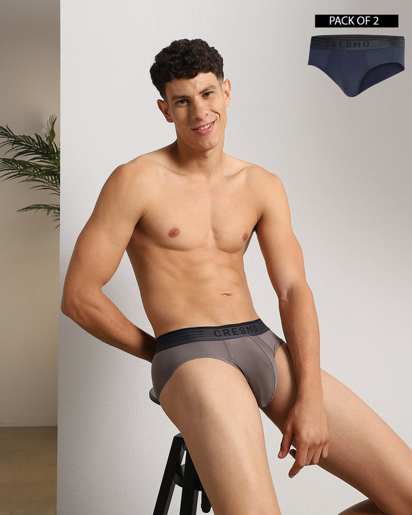 Civic Brief Pack of 2 Cosmos-Shinning Armour (Navy Blue-Ash Grey)