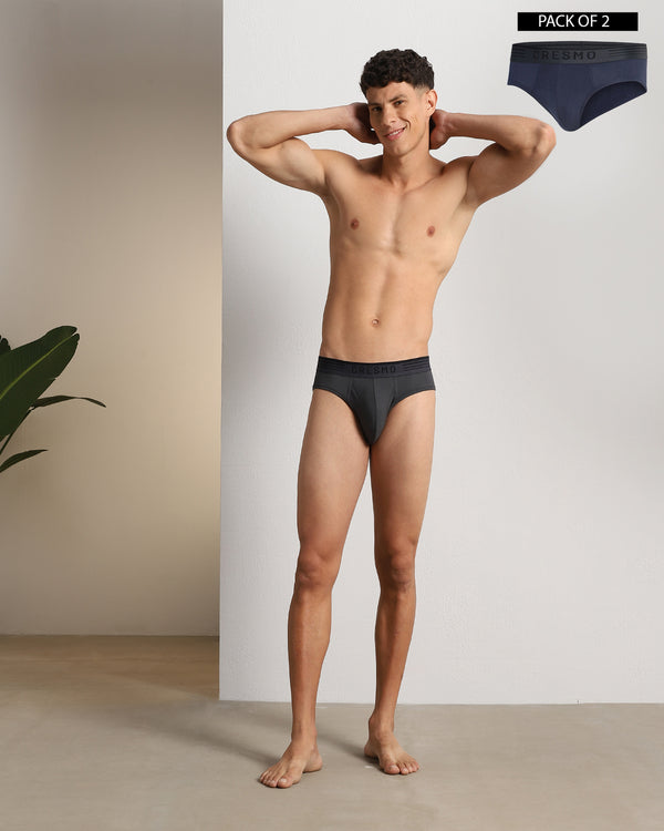 Civic Brief Pack of 2 Slate Stone-Cosmos (Dark Grey-Navy Blue)