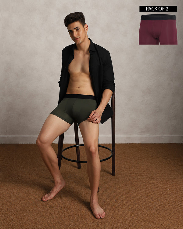 Fusion Trunk Pack of 2 El vino & Combat (Maroon & Bottle Green)