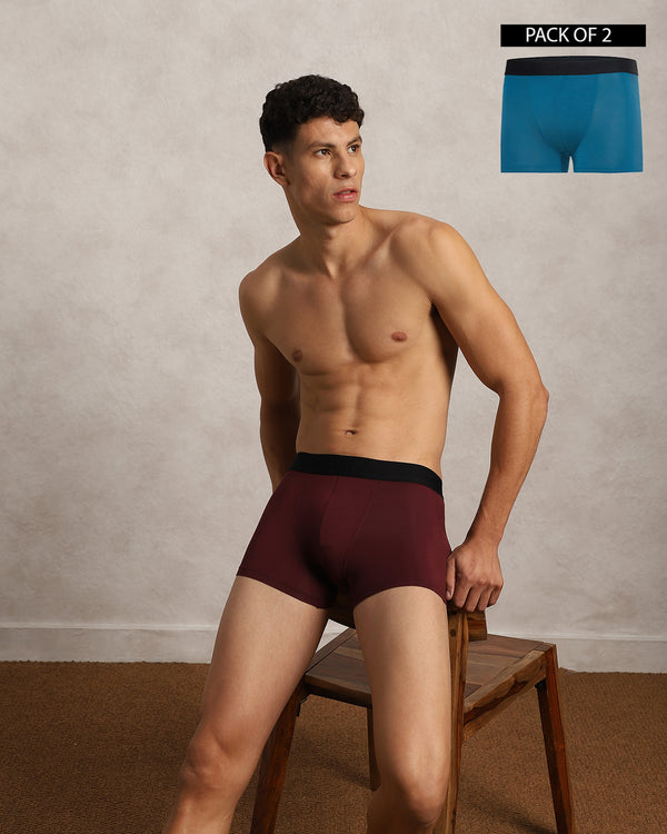 Fusion Trunk Pack of 2 Blue Cruiser & El vino (Aqua Blue & Maroon)