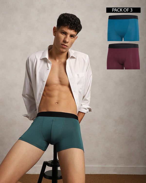 Fusion Trunk Pack of 3 Escapade, Blue Cruiser, & El vino (Teal Green, Aqua Blue, & Maroon)