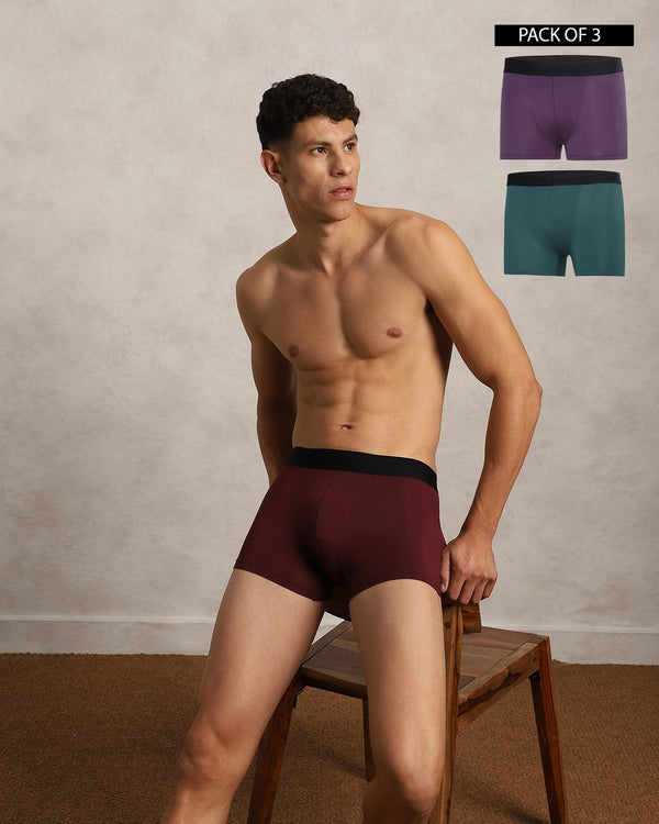 Fusion Trunk Pack of 3 Combat, El vino, & Escapade (Bottle Green, Maroon, & Teal Green)