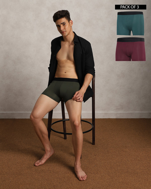 Fusion Trunk Pack of 3 El vino, Escapade, & Mulberry (Maroon, Teal Green, & Purple)